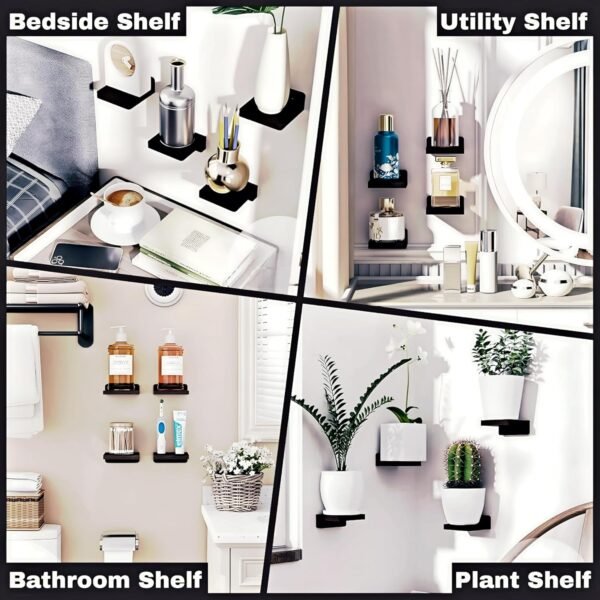 Wood Floating Shelves for Wall Decor – Set of 4 Rustic Wall Shelf Storage Organizer, Mini Display Racks for Living Room, Bathroom, Kitchen & Bedroom Decoration - Image 8