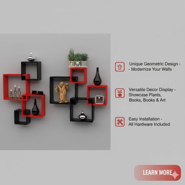 Modern Wall Shelves: Intersecting Cube Design for Decor (Set of 8) - Image 4