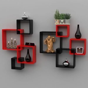 Modern Wall Shelves: Intersecting Cube Design for Decor (Set of 8)